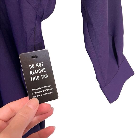 Express Purple Collared Half Button Up Mini Portofino Shirt Dress M - Picture 6 of 8